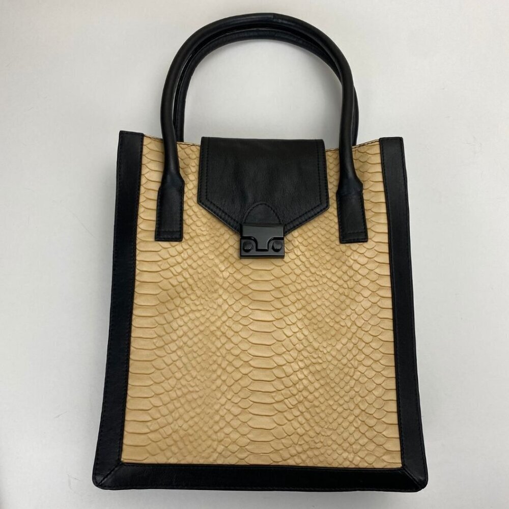 LOEFFLER RANDALL Junior Work Tote Embossed Snake Leather Bag - Picture 4 of 12